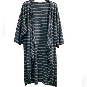 LLR LuLaRoe Shirley Kimono Coverup Gray & White Stripes Sz L